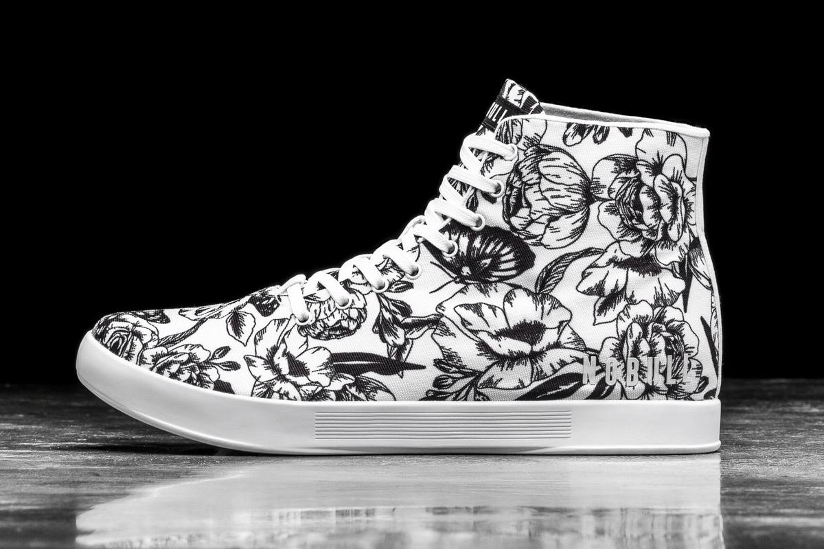 Nobull High-Top Canvas Women\'s Trainers White Black | Australia (LY0394)